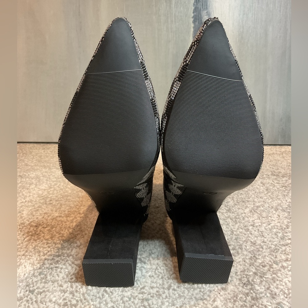 Wild Pair Ingridd Black & White Checkered Rhinestone Booties - Size 7 (NIB) - Picture 12 of 16